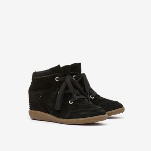 Isabel Marant Bobby Wedge Suede Sneaker Black